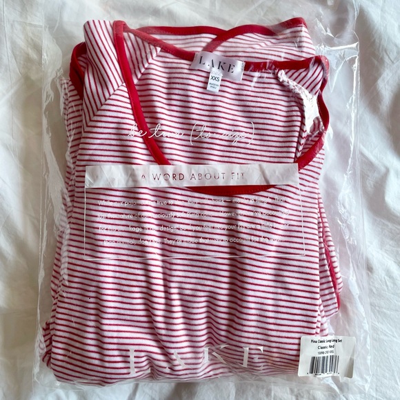 NWT Lake Pima Long-Long Set in Classic Red Stripe, XXS - Picture 4 of 4